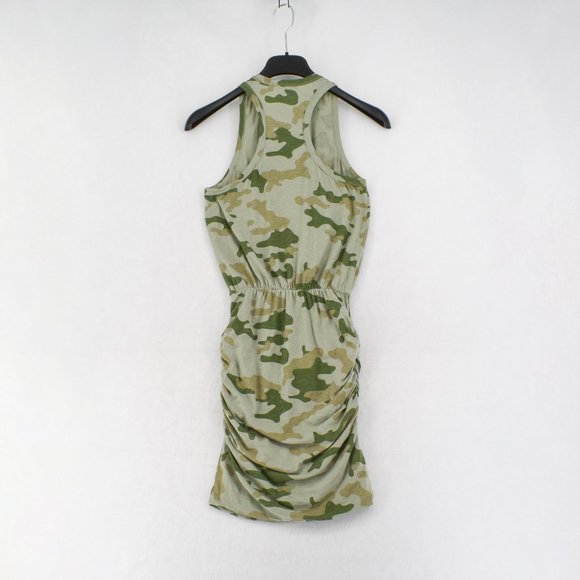 Sundry T-Shirt Dress Womens Camo Green Sleeveless Racerback Ruched Mini - Picture 7 of 8